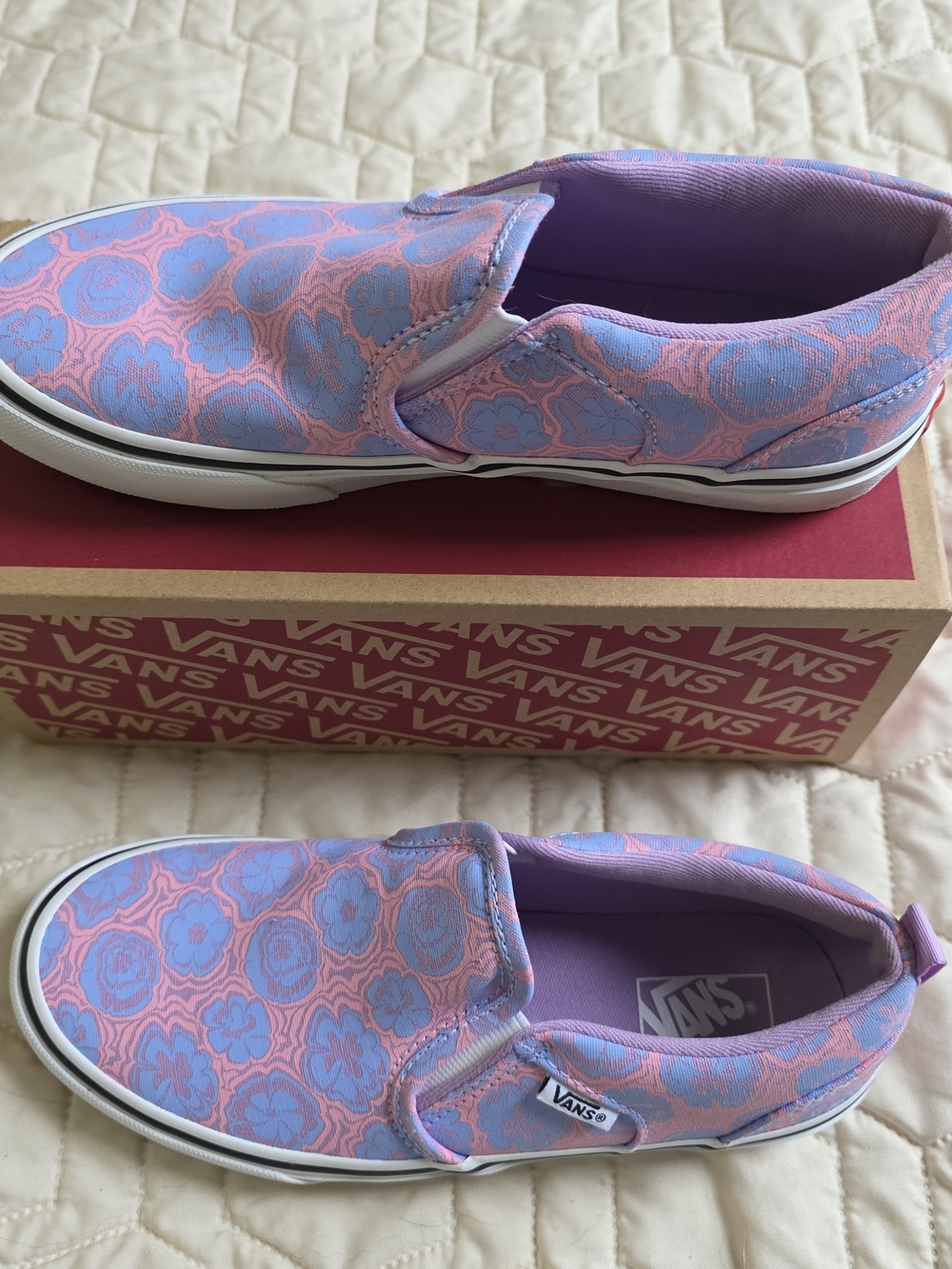 Vans Kids Slip-On Floral Pink & Lavender Sneakers